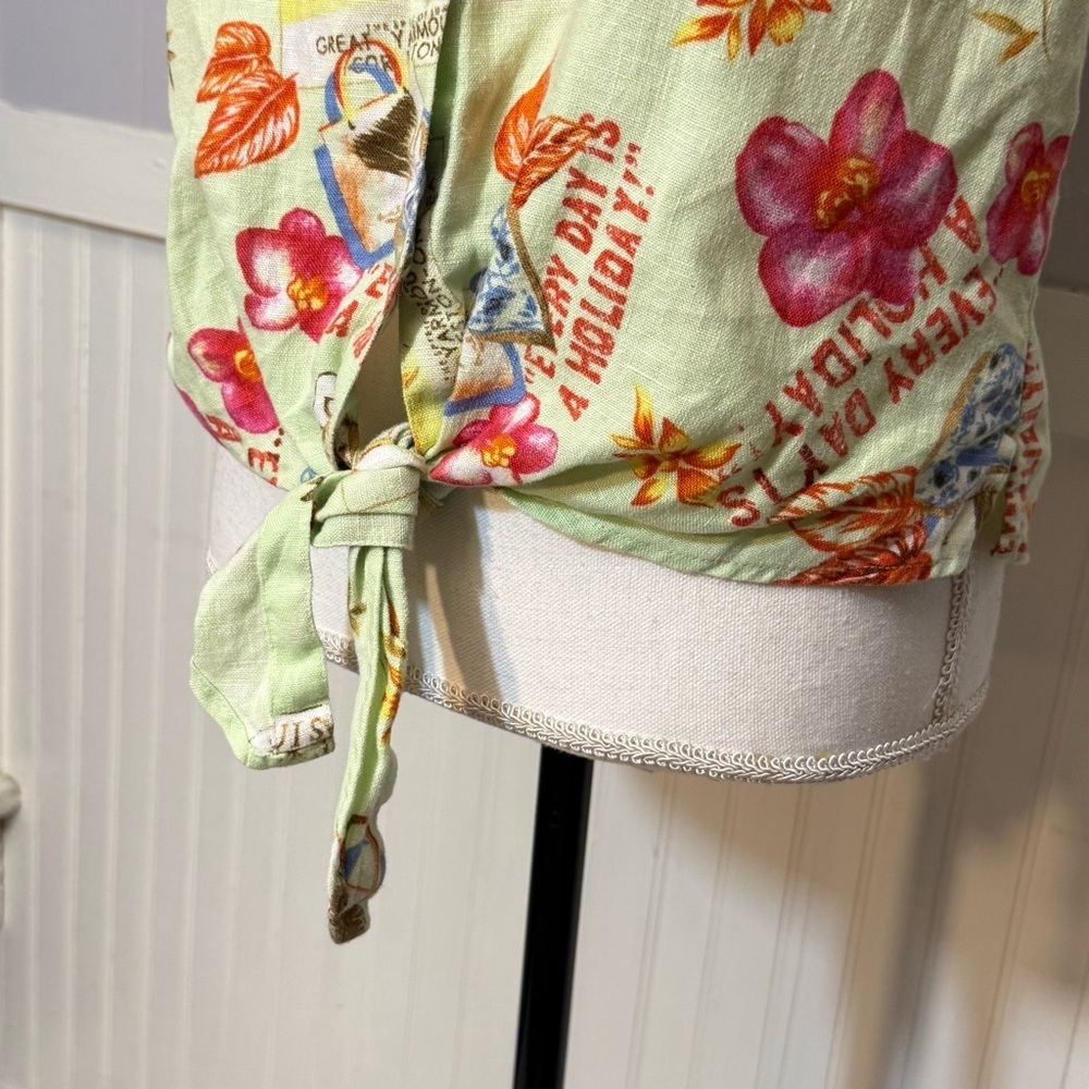 Dandy by Andi M. Linen Tie-Front Vacation Top - Picture 9 of 14